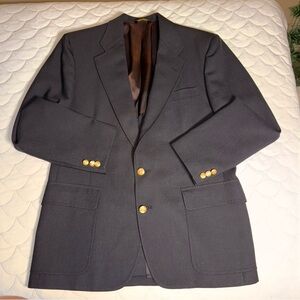 John Weitz Vintage Sophisticated Black Men's Blazer with Gold Buttons